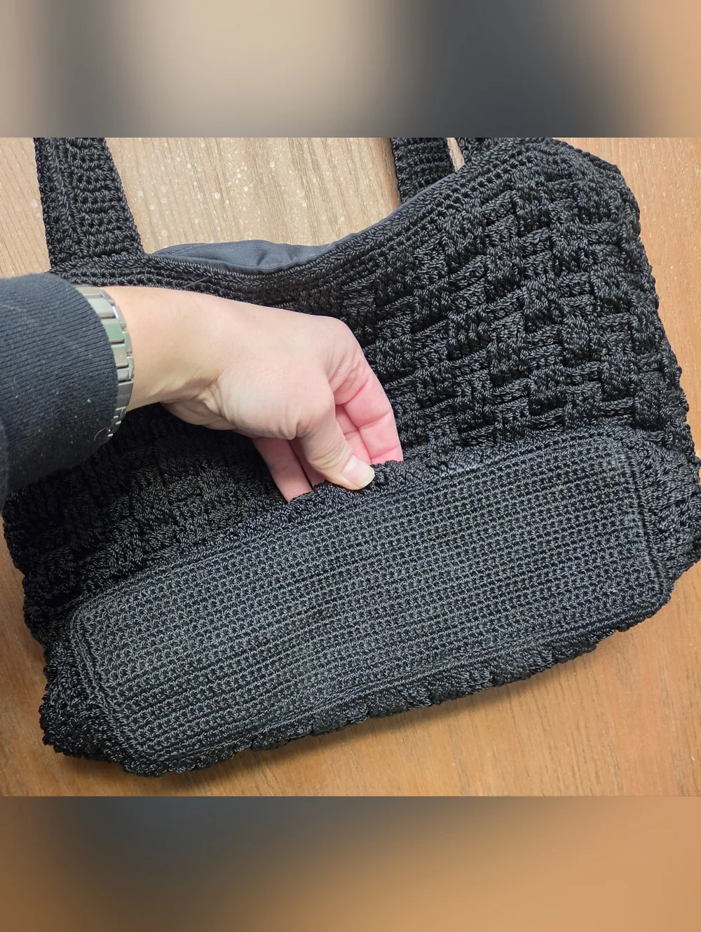 The Sak Black Woven Crochet Shoulder Bag - Picture 5 of 9